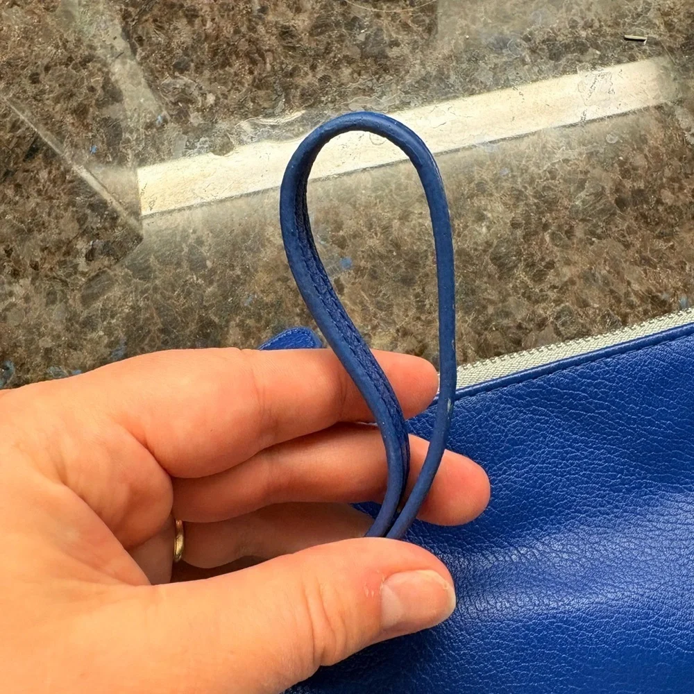 Old Navy Blue Faux Leather Wristlet clutch/purse